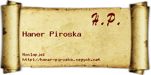 Haner Piroska névjegykártya